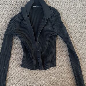 Brandy Melville Black Ribbed Cardigan